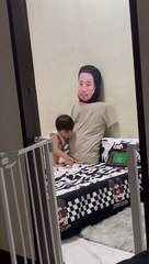 Boy Plays With Pillow Depicting Late Father