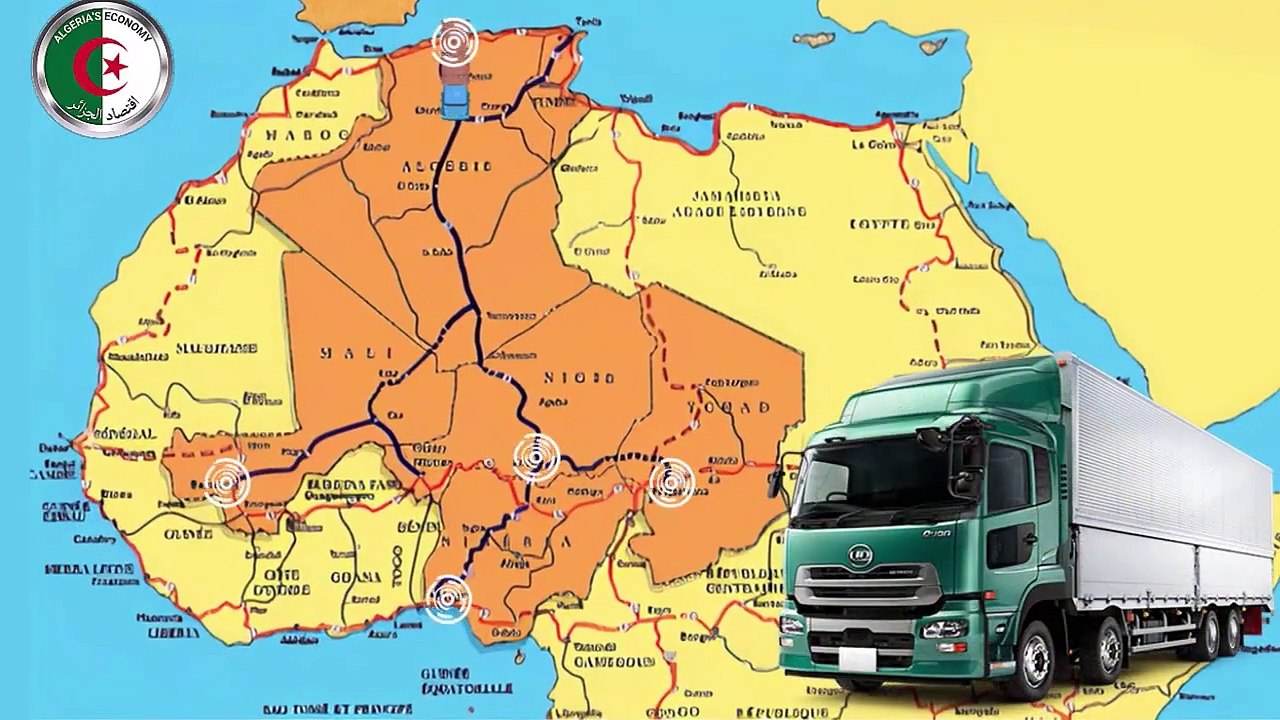 algeria Route de l'Afrique الجزائر طريق الوحدة الافريقية يشق الصحراء