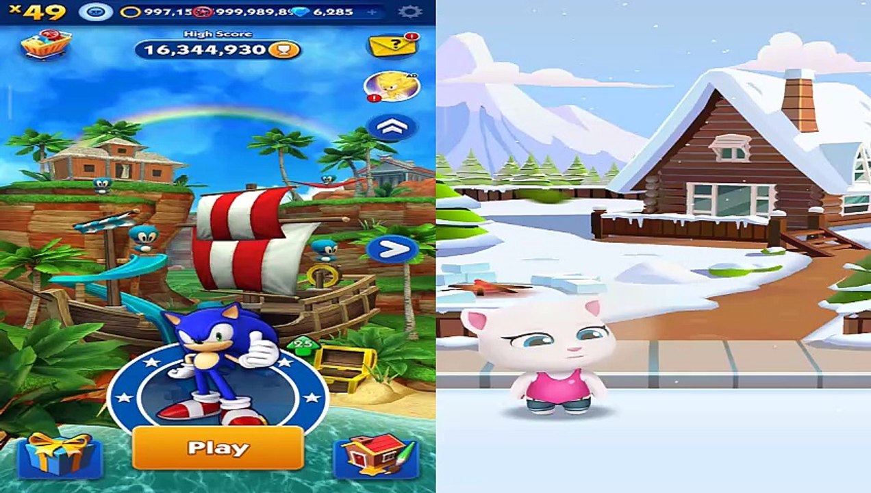 Sonic Dash vs Talking Tom Gold Run - Sonic vs Talking Angela vs All Bosses Zazz Eggman