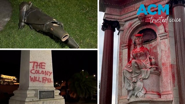 Colonial figure statues vandalised in Melbourne ahead of Australia Day