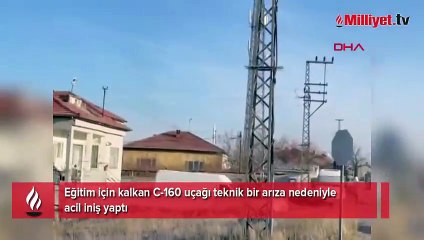 Kayseri'de korku dolu anlar! C-160 tipi askeri uçak acil iniş yaptı