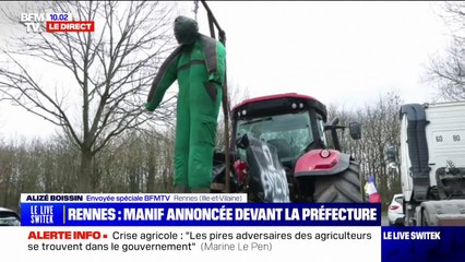 "On est asphyxiés": les agriculteurs bretons se rejoignent à Rennes pour manifester devant l'ancienne préfecture
