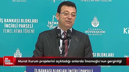 Murat Kurum projelerini açıkladığı anlarda Ekrem İmamoğlu'nun gerginliği