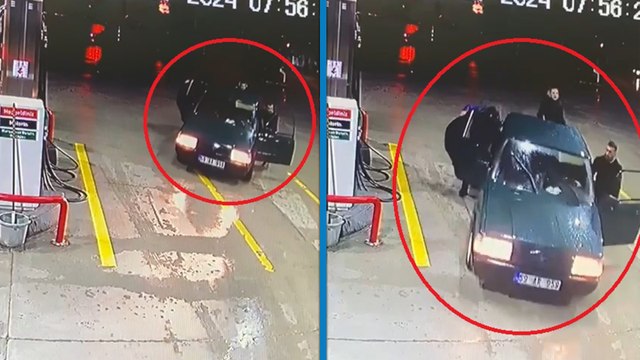 Çaldıkları otomobilin yakıtı bitince, iterek götürdükleri benzinlikte yakalandılar