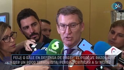 Feijóo sale en defensa de Page: «El PSOE ve razonable ser un poco terrorista, pero no criticar a Sánchez»
