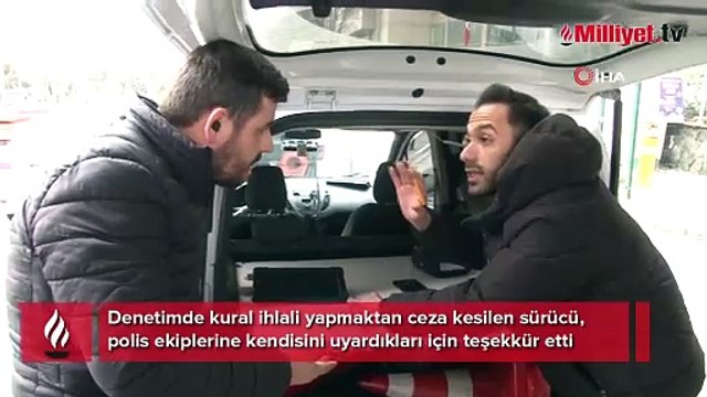 Denetimde ceza yiyen sürücüden polise teşekkür