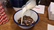 We try Kellogg’s’ new chocolate flavoured Corn Flakes at pop-up ‘Corn-er Shop’ in Manchester City Centre