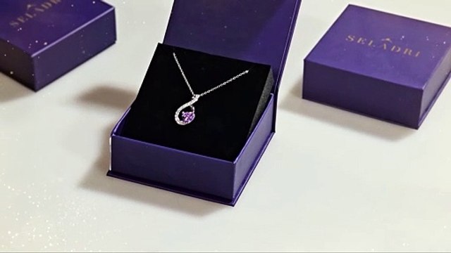 Seladri Sterling Silver Infinity Necklace with Heart Pendant Zirconia Birthstone Necklace for Women