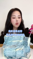 #21 Desserts mukbang/ASMR || Butterfly pea flower crepe cake
