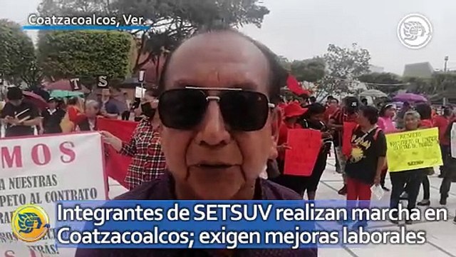 Integrantes de SETSUV realizan marcha en Coatzacoalcos; exigen mejoras laborales