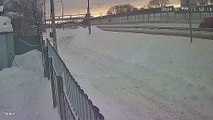 Semi Slides Off Snowy Russian Highway