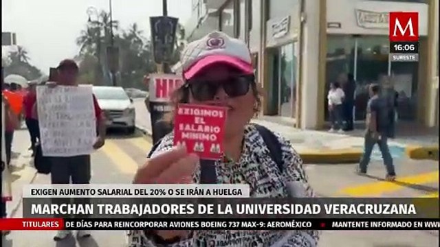 Trabajadores de la Universidad Veracruzana marchan advirtiendo irse a huelga