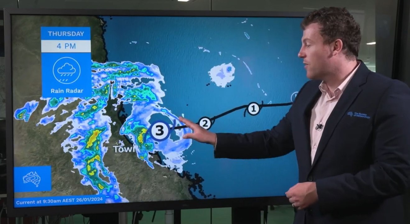 Tropical Cyclone Kirrily crosses the interior of Queensland
