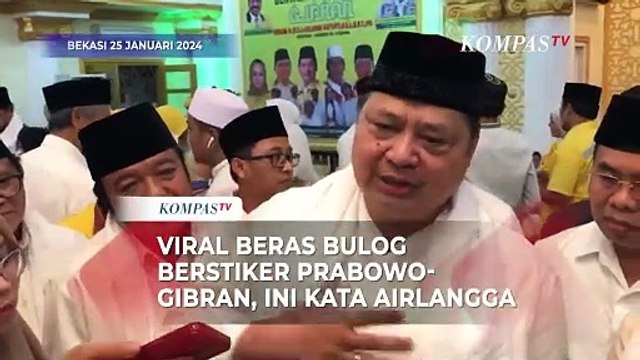 Viral Beras Bulog Berstiker Prabowo-Gibran, Ini Kata Airlangga