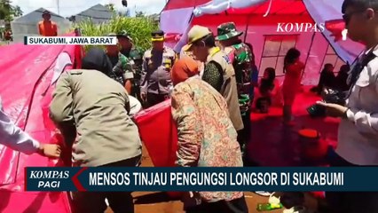 Mensos Tri Rismaharani Kunjungi Tenda Pengungsian Korban Longsor di Sukabumi