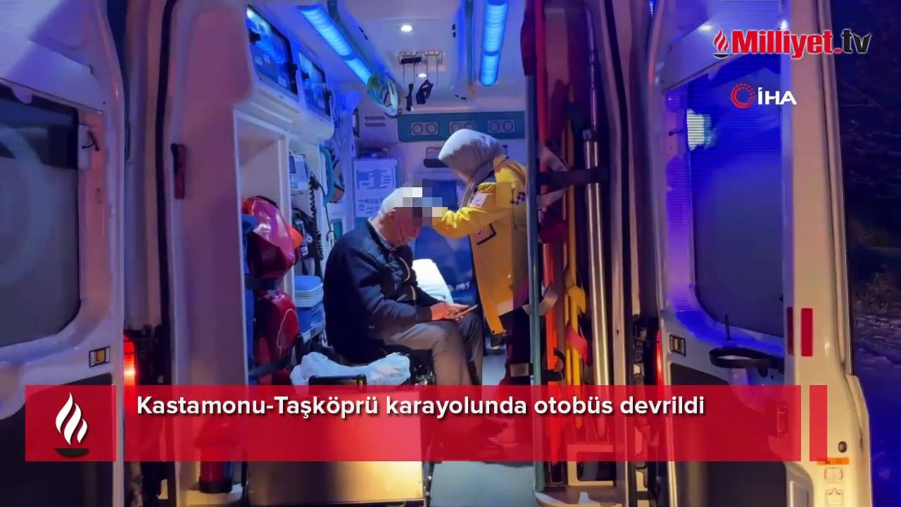 Kastamonu'da otobüs devrildi! Ekipler olay yerinde