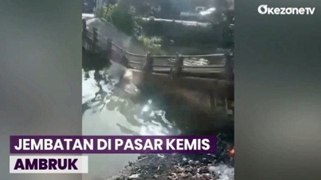 Detik-Detik Jembatan di Pasar Kemis Ambruk Usai Dilintasi Mobil