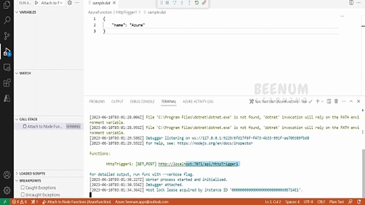 11 Use VSCode to test debug functions locally for Azure Function