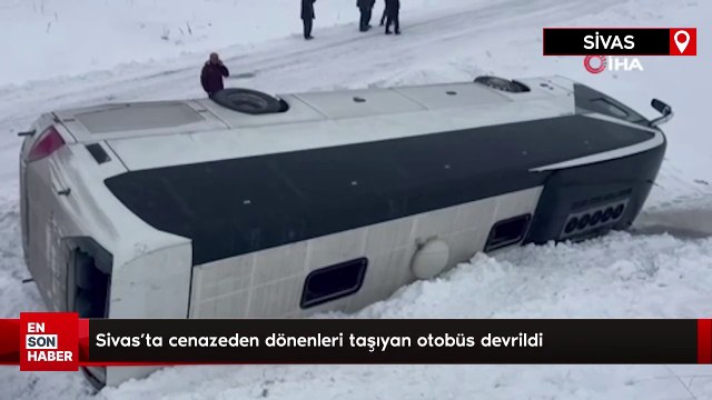 Sivas’ta cenazeden dönenleri taşıyan otobüs devrildi