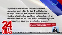 MTRCB, ibinasura ang motion for reconsideration ng SMNI sa 2 programa nilang pinatawan ng suspensyon | 24 Oras