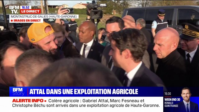 On va être au rendez-vous : Gabriel Attal est arrivé dans une ferme de Haute-Garonne pour échanger avec des agriculteurs avant de présenter ses mesures pour répondre à leur colère