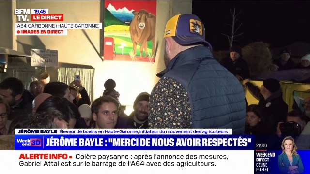 Mobilisation des agriculteurs: Jérôme Bayle, éleveur de bovins et figure du mouvement, remercie Gabriel Attal de les avoir respectés