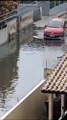 Rua no Ingleses ficou alagada durante chuva em Florianópolis