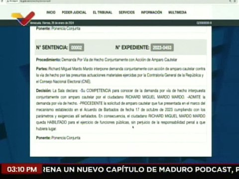 TSJ habilita a Richard Miguel Mardo Mardo para el ejercicio de funciones públicas