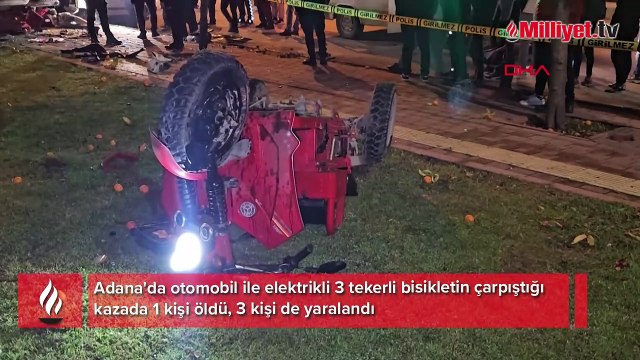 Adana'da otomobil ile elektrikli bisiklet çarpıştı: 1 ölü, 3 yaralı