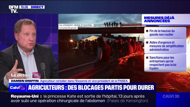 Mobilisation des agriculteurs: Les gens sont déterminés à tenir et à attendre un changement de logiciel du gouvernement , affirme Damien Greffin (vice-président de la FNSEA)