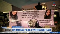 Realizan mural para exigir justicia para Cynthia Nathali en Aguascalientes