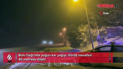 Bolu Dağı'nda kar yağışı şiddetlendi! Görüş mesafesi 40 metrelere düştü