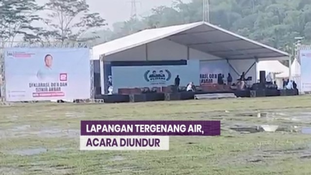 Hujan Deras, Lokasi Deklarasi Doa dan Zikir Akbar Prabowo-Gibran di Bandung Tergenang Air
