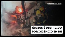 Ônibus com suspeita de pane pega fogo na Avenida Augusto de Lima, em BH