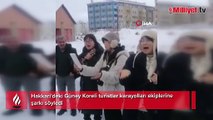 Hakkari'deki Güney Koreli turistler karayolları ekiplerine şarkı söyledi