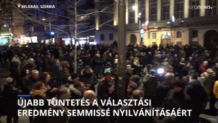 Belgrádban megint ezrek tüntettek a választási eredmény semmissé nyilvánításáért