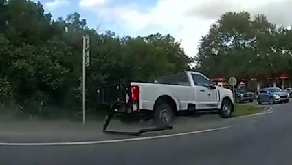 Florida man drives 100mph in stolen truck before police stop him with tyre deflation sticks