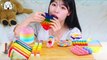 ASMR MUKBANG|Rainbow Desserts(Push-pop, Lollipop, Cake, Milk Jelly, Cube cheese, Eyeball, Chocolate)