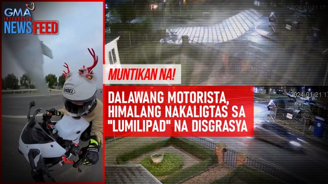Dalawang motorista, himalang nakaligtas sa lumilipad na disgrasya | GMA Integrated Newsfeed