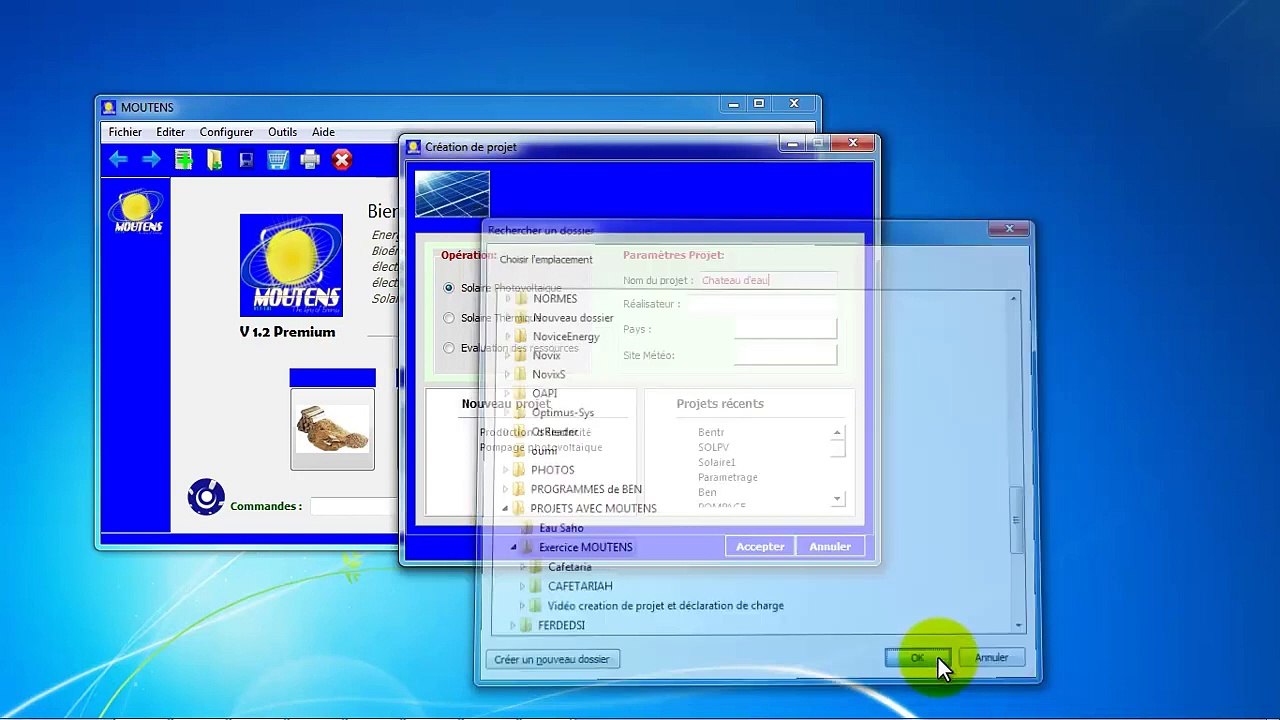 pompage photovoltaique avec le logiciel MOUTENS
