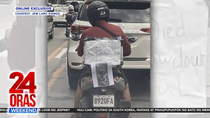 Motoristang fur parent na nagluluksa sa pagkamatay ng kaniyang alagang aso, may pakiusap sa mga motorista | 24 Oras Weekend