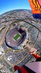 NFL Skydiver Makes Crazy Landing