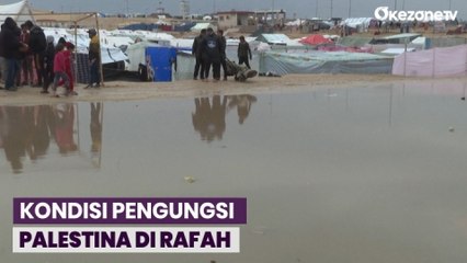 Ribuan Warga dalam Tenda Pengungsian di Rafah, Gaza Menderita akibat Banjir