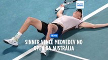 Tenista italiano Jannik Sinner vence Open da Austrália depois de derrotar o russo Daniil Medvedev
