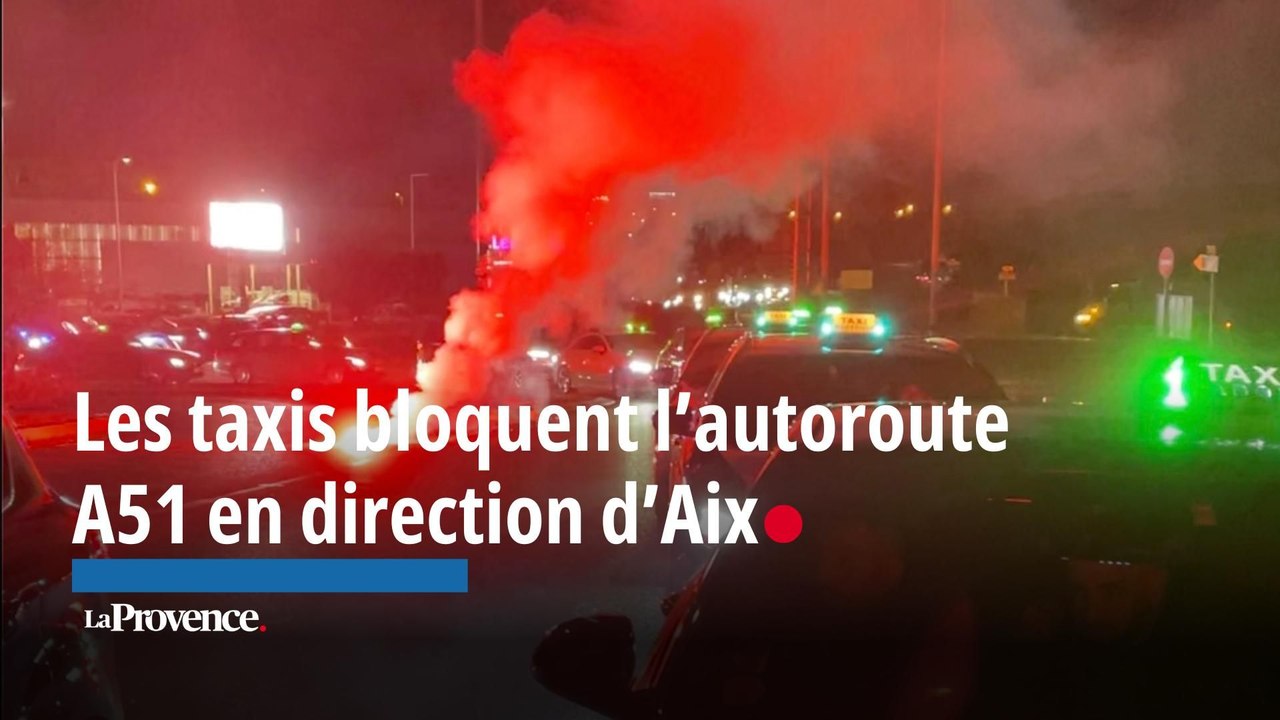 Les taxis bloquent l’autoroute A51 en direction d’Aix-en-Provence