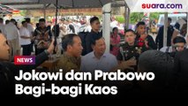 Satu Payung saat Sapa Warga, Jokowi dan Prabowo Bagi-bagi Kaos