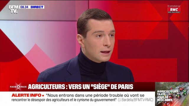 Colère des agriculteurs: Jordan Bardella accuse Gabriel Attal de dire l'exact inverse de ce qu'ils ont fait depuis sept ans