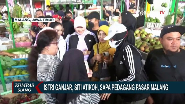 Momen Istri Ganjar, Siti Atikoh Sapa Pedagang Pasar Oro-Oro Dowo Malang