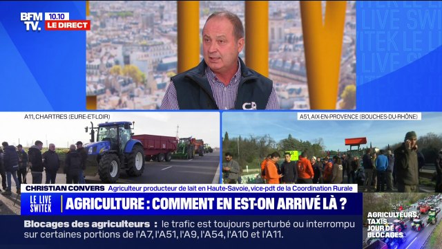 Colère des agriculteurs: Je préfère qu'il y ait deux trois débordements que quelque personnes de plus qui soient pendues affirme Christian Convers (vice-président de la Coordination rurale)