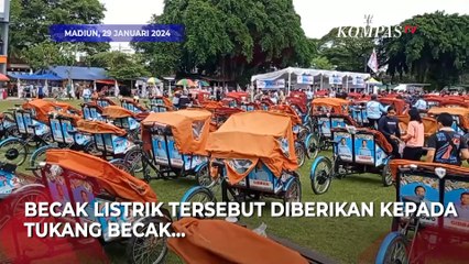 Relawan Prabowo-Gibran Luncurkan Becak Listrik di Madiun